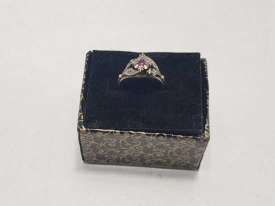 ANTİKA YAKUT VE PIRLANTA TAŞLI YÜZÜK