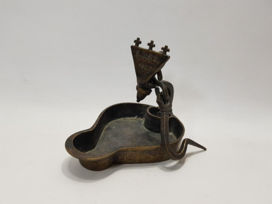 1864 TARİHLİ HIRİSTİYAN İŞİ BRONZ KANDİL 