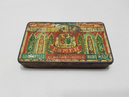 OSMANLI DEVLET ARMALI ESMEH MARKA TENEKE SİGARA KUTUSU 