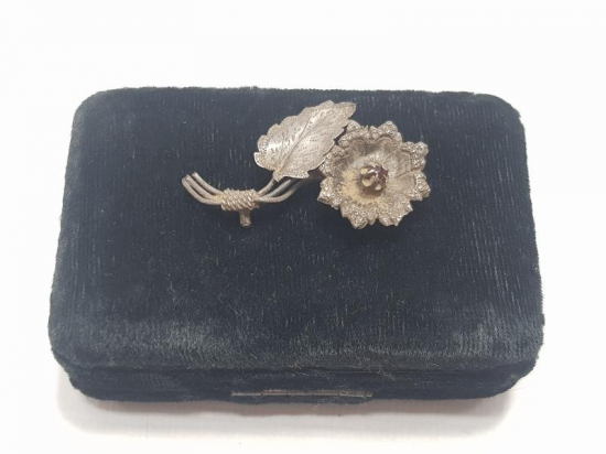 OSMANLI DÖNEMİ LAL TAŞLI GÜMÜŞ BROŞ 