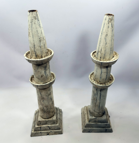 OSMANLI DÖNEMİ BÜYÜK BOY 2 ADET TEKKE İŞİ AHŞAP MİNARE FİGÜRÜ