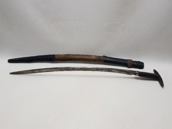 İKİ TARAFI DA GÜMÜŞ ÇAKMA OSMANLICA YAZILI YATAĞAN KILIÇ 