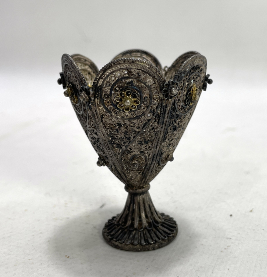 OSMANLI DÖNEMİ TELKARİ İŞÇİLİKLİ NADİR FORMDA FİNCAN ZARFI