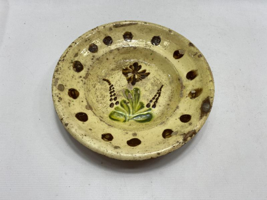 OSMANLI DÖNEMİ ÇİÇEK DESENLİ SIRLI SERAMİK TABAK 