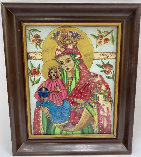 OSMANLI DÖNEMİ RUM İŞİ CAM ALTI DİNİ TABLO 