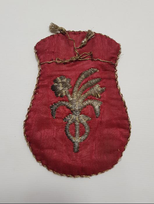 OSMANLI DÖNEMİ SIRMA İŞÇİLİKLİ İPEK PARA KESESİ 