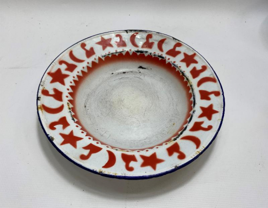 OSMANLI DÖNEMİ AY YILDIZLI EMAYE TABAK 