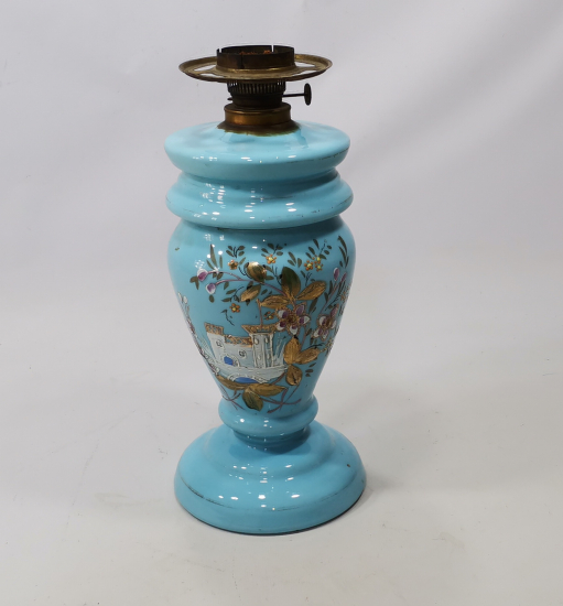 ÜZERİ DOLMABAHÇE SARAYI GÖRSELLİ EL BOYAMA OSMANLI DÖNEMİ  GAZ LAMBASI