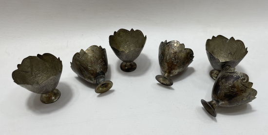 OSMANLI DÖNEMİ 6 LI ESERİ İSTANBUL GÜMÜŞ FİNCAN ZARFI TAKIMI