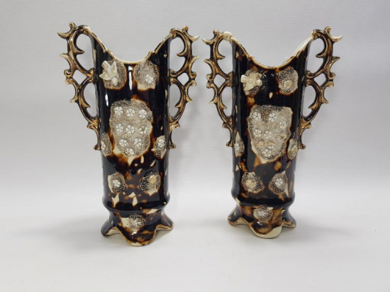 OSMANLI DÖNEMİ İZMİR İŞİ BİR ÇİFT PORSELEN VAZO 