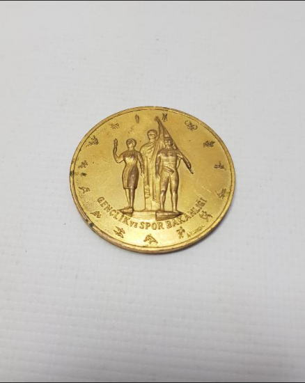 1973 TÜRKİYE CUMHURİYETİ'NİN 50. YILI ALTIN KAPLAMA MADALYA