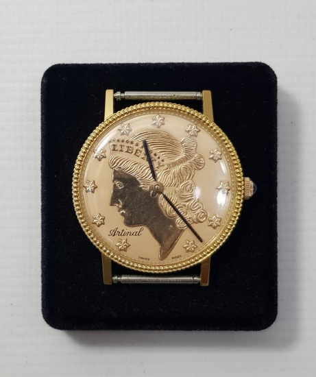 ARTINAL SWISS MADE MARKA LIBERTY DOLLAR GÖRSELLİ ERKEK KOL SAATİ 