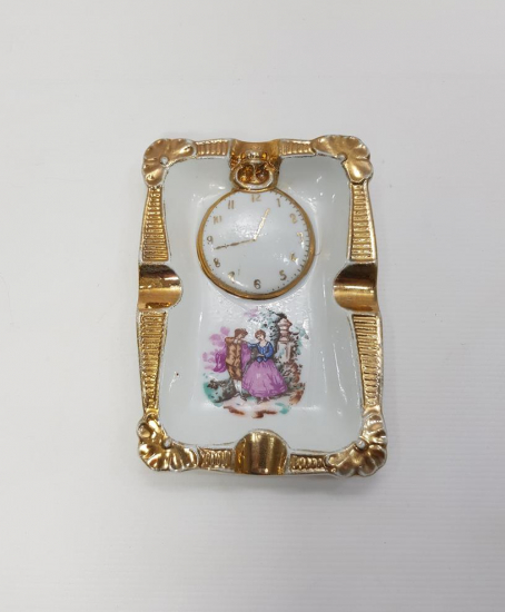 HAVILAND LIMOGES MARKA CEP SAATİ GÖRSELLİ PORSELEN KÜL TABLASI 