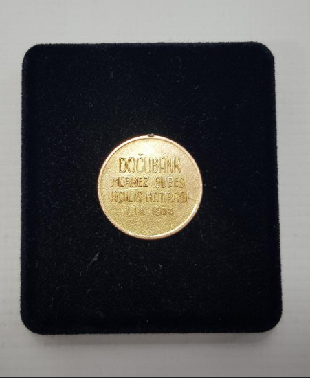 1954 DOĞUBANK MERKEZ ŞUBESİ AÇILIŞ HATIRASI ALTIN MADALYON 