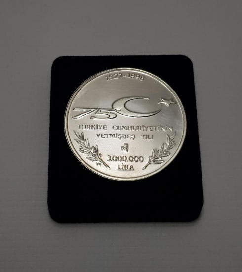 1998 CUMHURİYETİN 75. YILI GÜMÜŞ HATIRA PARA 