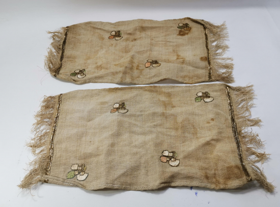 OSMANLI DÖNEMİ 2 ADET GÜMÜŞ SIRMA İŞÇİLİKLİ BEZ