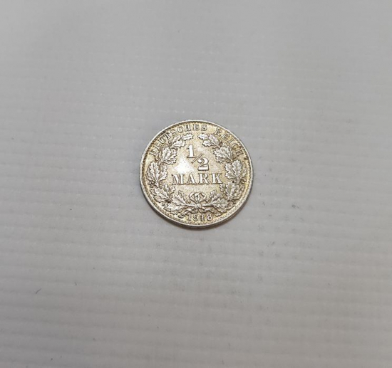 1918 DEUTSCHER REICH SILBER 1/2 MARK 