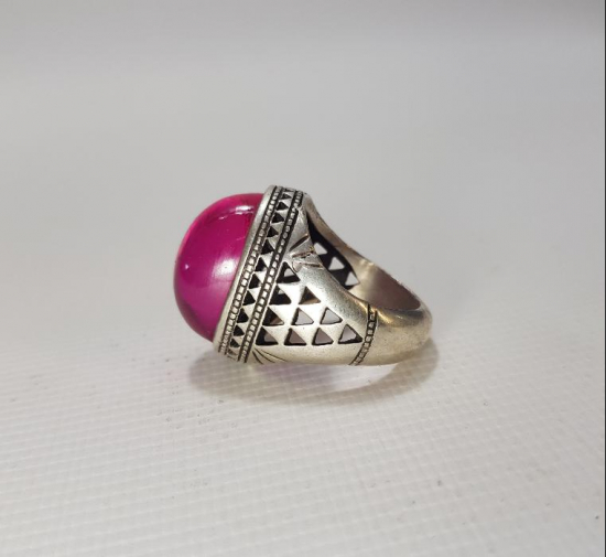 KÖK YAKUT TAŞLI GÜMÜŞ ERKEK YÜZÜĞÜ