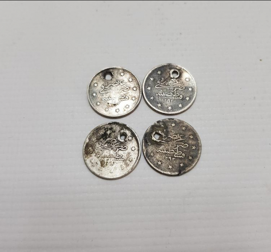 SULTAN II. ABDÜLHAMİD DÖNEMİ 4 ADET GÜMÜŞ 2 KURUŞ
