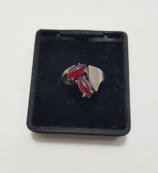 LAL TAŞLI GÜMÜŞ YÜZÜK 