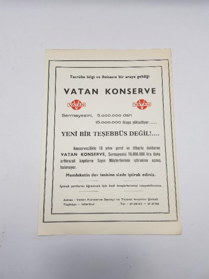1960'LARDAN VATAN KONSERVE AFİŞİ
