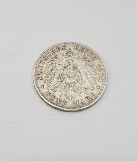 1900 TARİHLİ NADİR GÜMÜŞ 5 MARK 