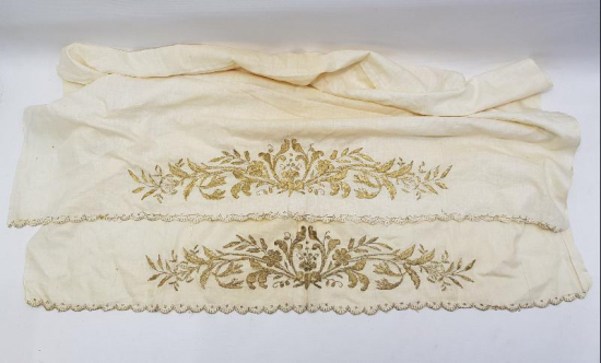 OSMANLI DÖNEMİ ALTIN SIRMA İŞLEMELİ BURSA İŞİ HAVLU