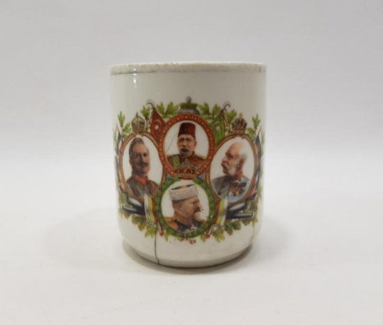 1. DÜNYA SAVAŞI DÖNEMİ İTTİFAK LİDERLER RESİMLİ PORSELEN BARDAK