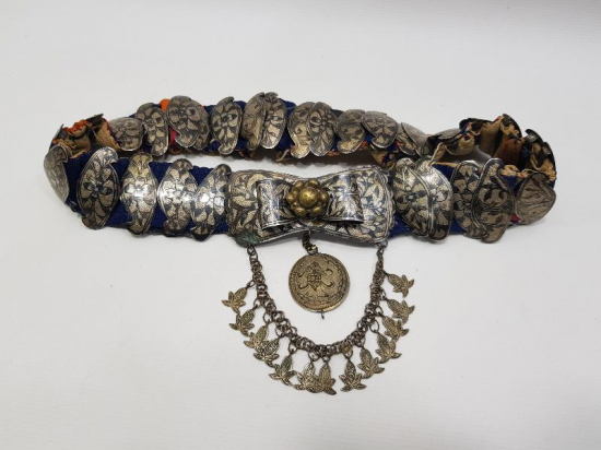 OSMANLI DÖNEMİ KULA İŞİ SAVATLI GÜMÜŞ GELİN KEMERİ