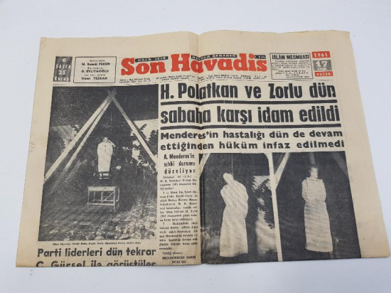 17 EYLÜL 1961 TARİHLİ MENDERES'İN İDAMI KONULU GAZETE