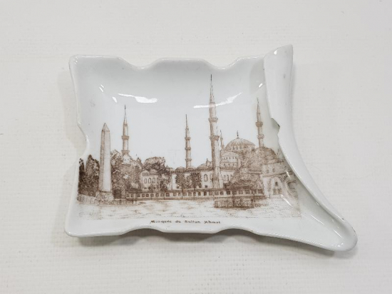 OSMANLI DÖNEMİ SULTANAHMET CAMİİ TEMALI PORSELEN KÜL TABLASI 