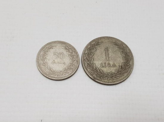 1947 TARİHLİ GÜMÜŞ 50 KURUŞ VE 1 LİRA