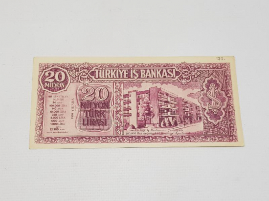 1970 TÜRKİYE İŞ BANKASI EŞYA PİYANGOSU PARA BENZERİ - NADİR