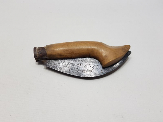 OSMANLICA YEŞİL BURSA YADİGARI YAZILI BAĞ BIÇAĞI