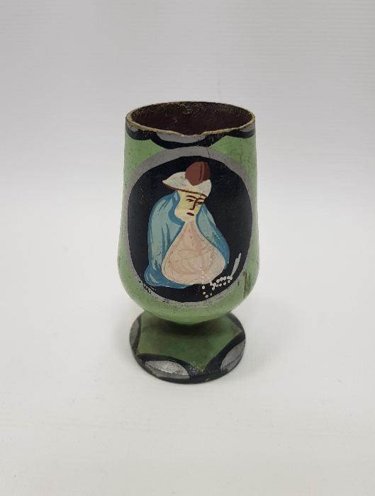 MEVLANA VE SEMAZEN KONULU EL BOYAMA AHŞAP KADEH