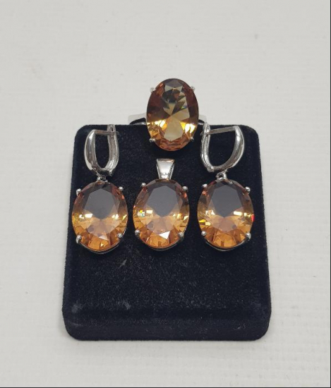 BÜYÜK ZULTANİT TAŞLI GÜMÜŞ TAKI SETİ 