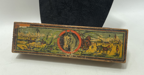 OSMANLI DÖNEMİ AT GÖRSELLİ NADİR AHŞAP USTURA KUTUSU