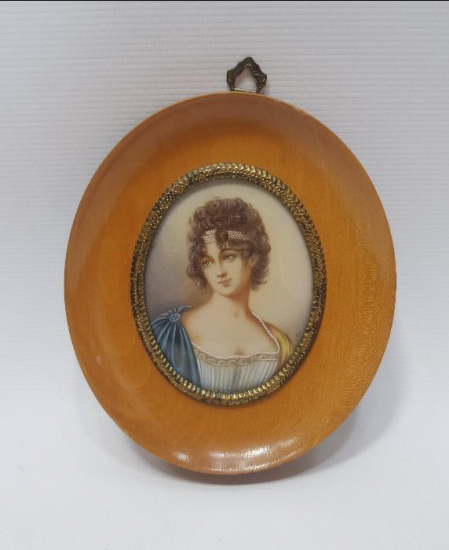 19. YÜZYIL EL ÇİZİMİ İMZALI FRANSIZ MADAM RECAMIER MİNYATÜR RESİM