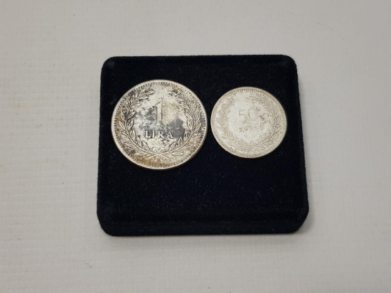 1947-1948 TARİHLİ GÜMÜŞ 1 LİRA VE 50 KURUŞ