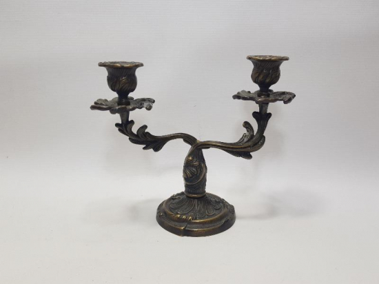 ÇİFT KOLLU ANTİKA PİRİNÇ MUMLUK 