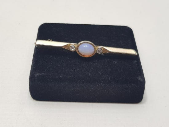 OPAL TAŞLI ANTİKA ALTIN KAPLAMA BROŞ