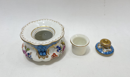 OSMANLI DÖNEMİ ÜZERİ EL BOYAMA VİEN KAPAKLI HOKKA