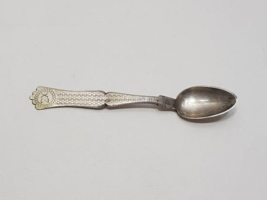 OSMANLI DÖNEMİ İZMİR İŞİ RUMCA YAZILI GÜMÜŞ TATLI KAŞIĞI