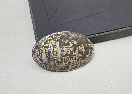 ALTIN VE GÜMÜŞ ÇAKMA İŞÇİLİKLİ AYASOFYA GÖRSELLİ ÇOK NADİR ROZET