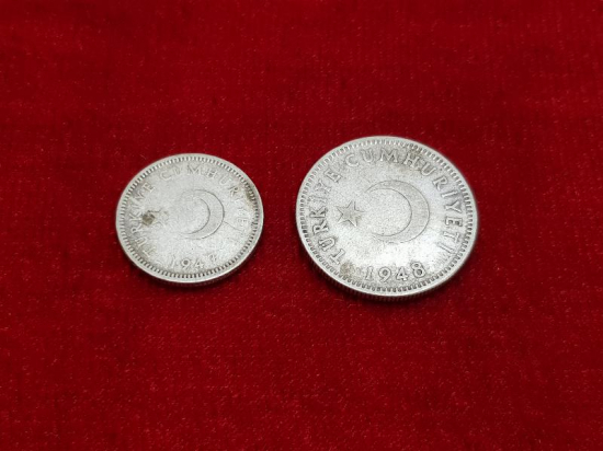 1947 VE 1948 TARİHLİ GÜMÜŞ 50 KURUŞ VE 1 LİRA LOTU