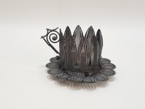 TELKARİ GÜMÜŞ FİNCAN ZARFI VE ALTLIĞI 