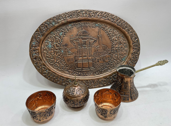 BOSNA İŞİ EL YAPIMI ANTİKA KAHVE SETİ