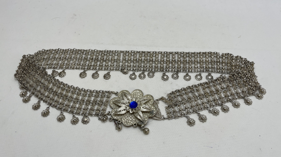 GÜMÜŞ KAPLAMA TELKARİ İŞÇİLİKLİ ANTİKA GELİN KEMERİ