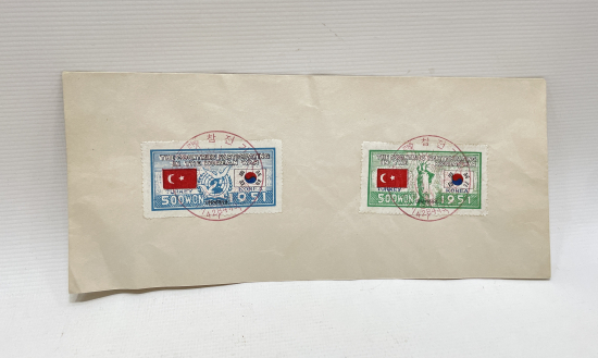 KORE - TÜRKİYE İTTİFAKI GÖRSELLİ ÇOK NADİR PULLU ZARF