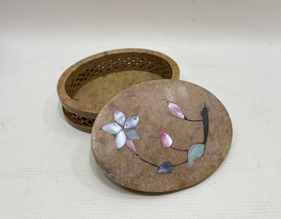 TAMAMI EL YAPIMI DOĞAL TAŞ KAPAKLI KUTU